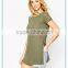 Polyester And Viscose fabric women t-shirt blank Tunic Top with Side Split clothing