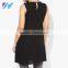 Ladies Simple Fashion Clothing 2016 Sleeveless Black Chiffon One Piece Dress