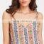 Fashion Floral striped double V-neck top, ladies sexy cami top