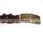 Cowhide Leather Belt Waistband Rectangle Antique Bronze Dark Coffee Flower Leaves Carved