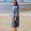 Plain Color Cotton Velour Bath Robe With Hooded Surf Poncho Beach Towel