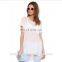 oem women ladies short sleeve blank t shirt with pocket with transparent chiffon fabric