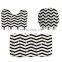 I@home Modern Bathroom Polyester Black and White Stripe Shower Curtain and Rug Set Print