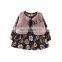 Autumn and winter girls long-sleeved floral plus dress fashion fur vest two-piece all-match princess dress