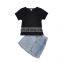 2020 Baby Girl Sets Short Sleeves Tops + Denim Skirts Children's Clothing Wholesale