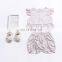 2019 summer girls floral fly sleeved top tshirt & infant ruffle bloomers 2pc set