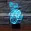 Acrylic 3D LED  Illusion Night Light Cute Bear 7 Colors  Changing Touch Switch USB Table Lamp for Kids Gift or Home Decorations