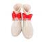 Red bow girls low heel waterproof ankle rain boots