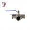 Tyco China Manufacturer Manual Ball Valve SS Stainless Steel Three Way Sanitary Ball Valve