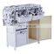 White/Black Wood Wicker Ironing Board with cabinet