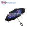 Beautiful Printing Double layer Inverted Umbrella With C Handle