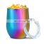 Wholesale 12oz double wall food grade stainless steel vacuum insulated wine tumbler with AS lid