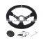 330mm Suede Deep Corn Steering Wheel with horn button +White Stitching