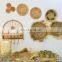 Round Wooden Wicker Rattan Woven Wall Shelf Rack for Living room or Bathroom