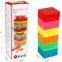 Wooden Colourful Toppling Tower Stacking Game with Storage Bag Building Blocks Learning Educational Montessori Toy
