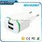 Universal 5V 2A EU AC Travel LED Light dual USB Wall Charger for iPhone 6 6S for Samsung Galaxy S5 S6 S7 Cell Phones Adapter