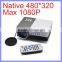 480 x 320 Pixels Phsical Resolution 1080P 12V 30 Watt LED Mini Projector