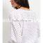 2016 Latest Design Women White Polka Dot Tie Front Blouse HSB9443