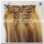 Wholesale grade 7a piano color silky straight brazilian virgin hair clip in hair extension 100% human