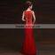 Women's Red V-Neck Print Floor-Length dress