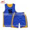 Newest plain design breathable basketball jersey set white and blue