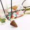 Fashion leather jewelry cone pendant wholesale natural stone necklace