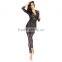 Silver Zipper Close-fitting Snakeskin Long Sleeve Jumpsuit