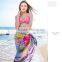 Fashion scarf 2016 peony printed multi wear beach dress