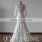 Real Sample Appliqued Lace 3/4 Long Sleeve Fish Style Wedding Dress Price