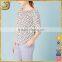 2016 Latest fancy print 3/4 sleeve collarless cropped women top blouse                        
                                                Quality Choice