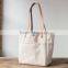 Custom high quality canvas tote bag leather handle