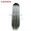 Silk Straight Ombre Silver Grey Synthetic Lace Front Wig Glueless Two Tone Natural Black/Grey Heat Resistant Hair Wigs For Women