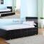 2016 Hot Selling PU Leather Queen Size Bed in Black Color with Drawer