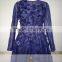 ASAM-07 Floor Length Zipper Back Tulle Lace Pearls Beaded Flowers Long Sleeves Blue Evening Dress                        
                                                Quality Choice