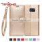 Premium PU leather wallet case phone cover for Samsung Galaxy S7 gold