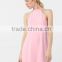 2016 Latest design Halter Neck backless Pink bridesmaid dress , One piece simple Party dress