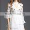 Pretty Steps 2016 sexy elegant high quality high neck dress elegant ladies casual half sleeve organza embroidered autumn dress