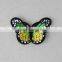 nice design green butterfly embroidery self adhesive leather patches for clothing