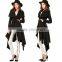 2015 women fashion black long sleeve double pockets one button fishtail hem lapel long coat and jacket
