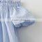 2017 New fashion girls striped off shoulder shirt design with striola