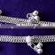 SILVER TONE chain BELLS payal ANKLETS foot bracelet PAIR