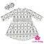 48BQA14 Lovebaby Dress Printed Arrow Long Sleeve Two Pocket With Same Fabric Bow Headband Baby& Kids Girls Casual Frock Designs