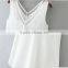 European and American style solid color V-neck blouses stitching gauze halter T-shirt Tank top women