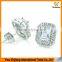 Double row diamond Rectangular Platinum plating zircon stud earring