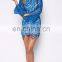 New Arrival Long Sleeve Low Back Sexy Club Wear Bodycon Dress In Blue Lace