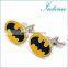 Batman cufflinks for men Novelty cufflink yellow and silver cuff links