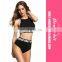 Black White Abstract Sexy Print Bikini Women High Waisted Bandeau Swimsuit