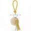 custom logo leather pu tassel pom pom keychain