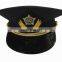 black uniform peaked cap/officer peak cap with classic bullion band and embroidery badge