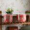 Home decoration item flower pattern indoor outdoor large pink ceramic plant pots for livingroom balcony